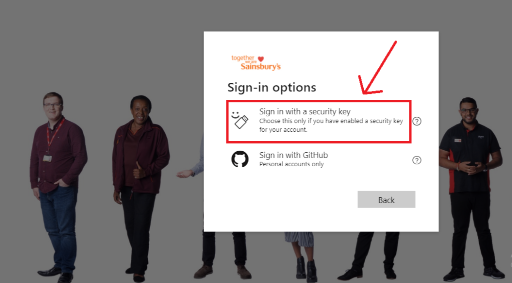 MySainsburys Sign In With A Security Key